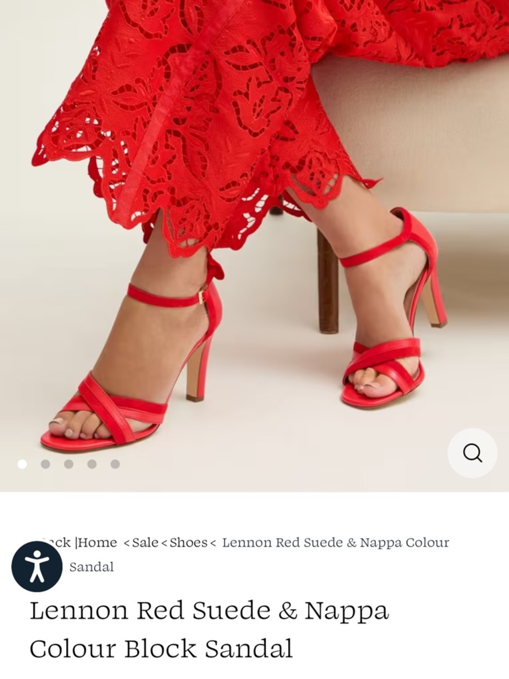 LK Bennett Lennon Red Suede & Nappa Ankle-Strap Sandal